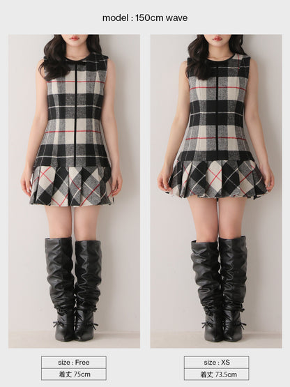 Piping check ribbon mini onepiece(eme10883)