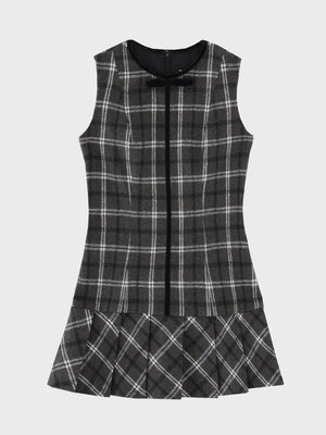 【Pre Order】Piping check ribbon mini onepiece(eme10883)