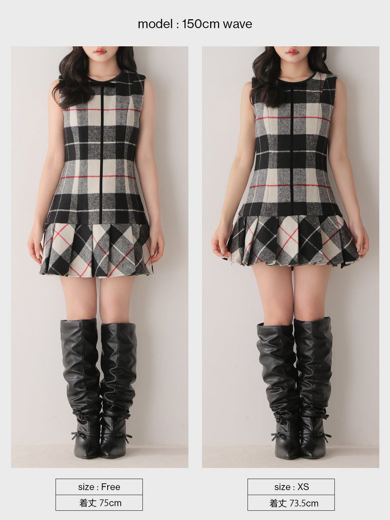 Piping check ribbon mini onepiece(eme10883)
