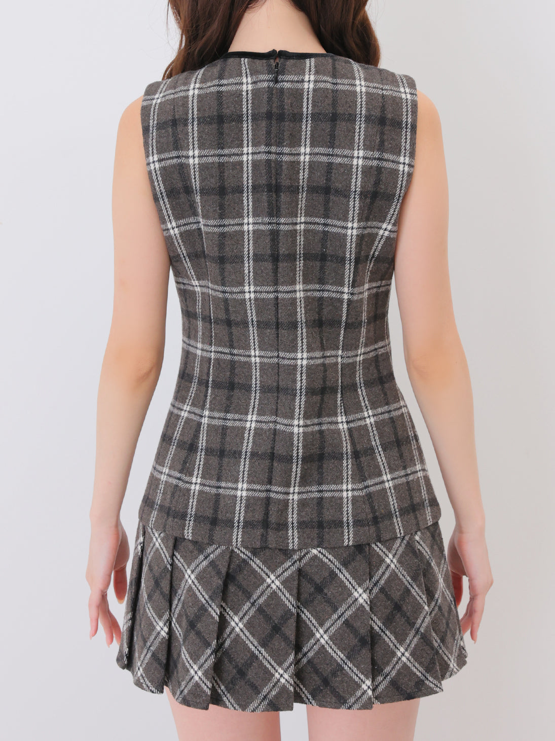 【Pre Order】Piping check ribbon mini onepiece(eme10883)