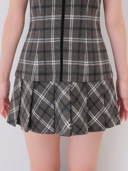 【Pre Order】Piping check ribbon mini onepiece(eme10883)