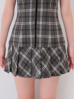 【Pre Order】Piping check ribbon mini onepiece(eme10883)