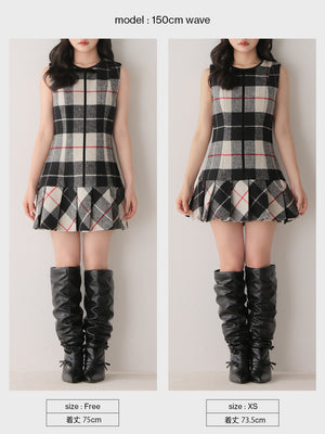 Piping check ribbon mini onepiece(eme10883)