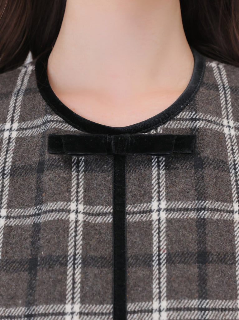 【Pre Order】Piping check ribbon mini onepiece(eme10883)
