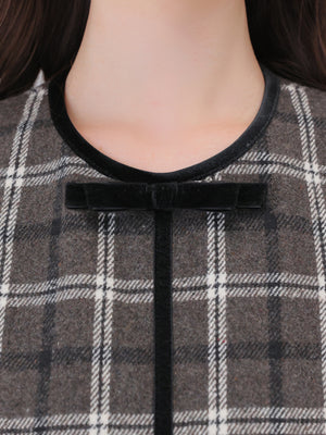 【Pre Order】Piping check ribbon mini onepiece(eme10883)