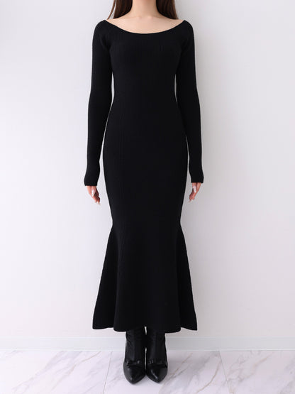 【Pre Order】Luxe feather cape knit onepiece(eme10901)