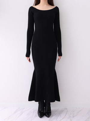 【Pre Order】Luxe feather cape knit onepiece(eme10901)