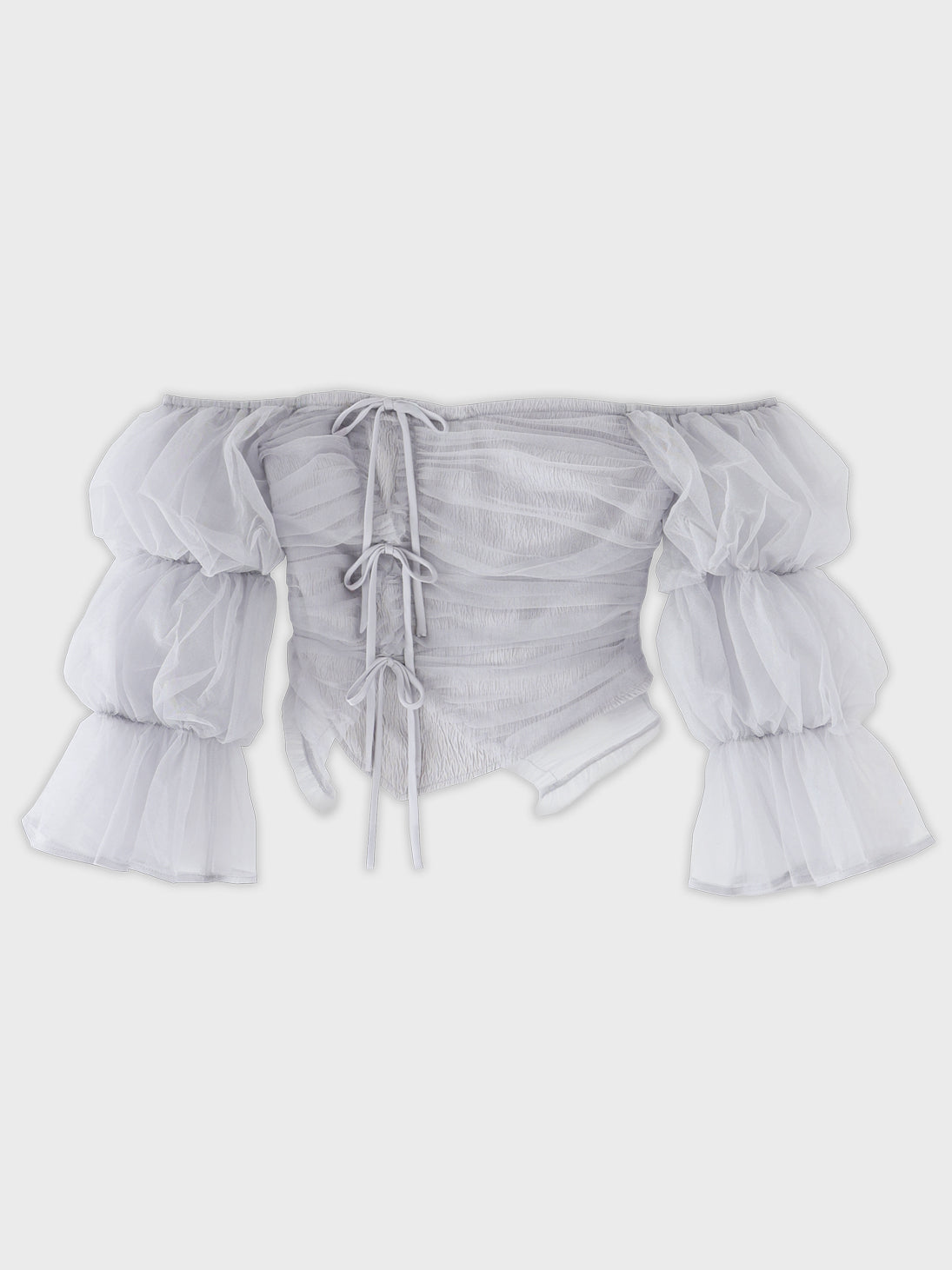 Ribbon tulle candy sleeve tops(eme10902)