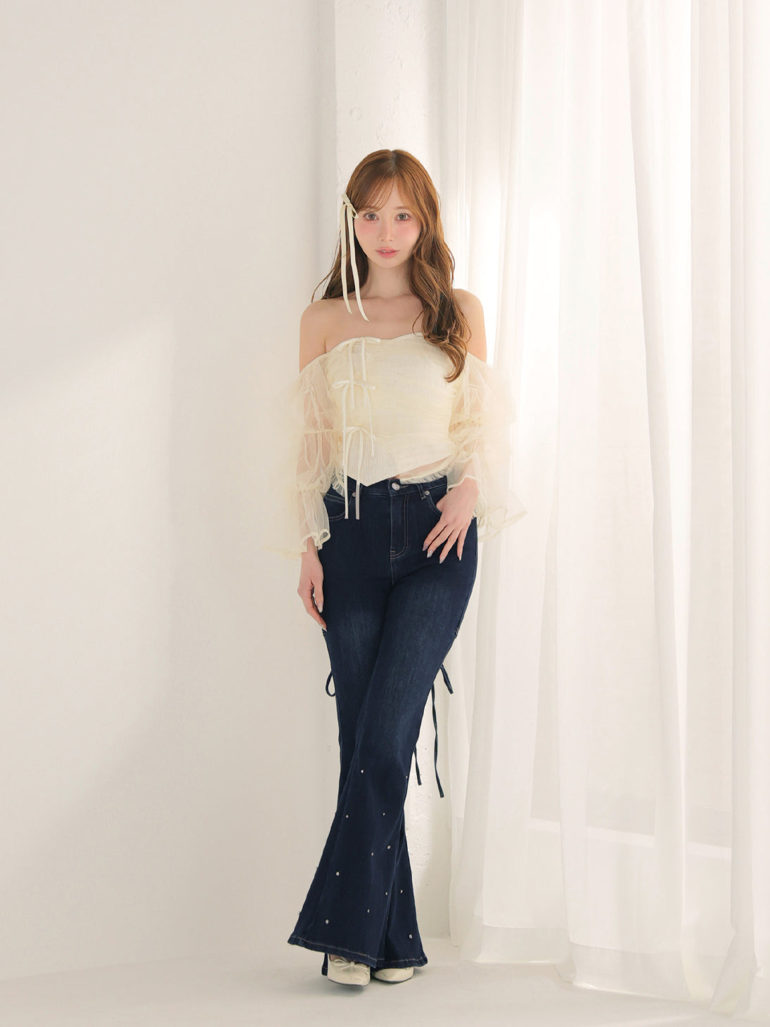 model：162cm　(size：S　color：Navy)