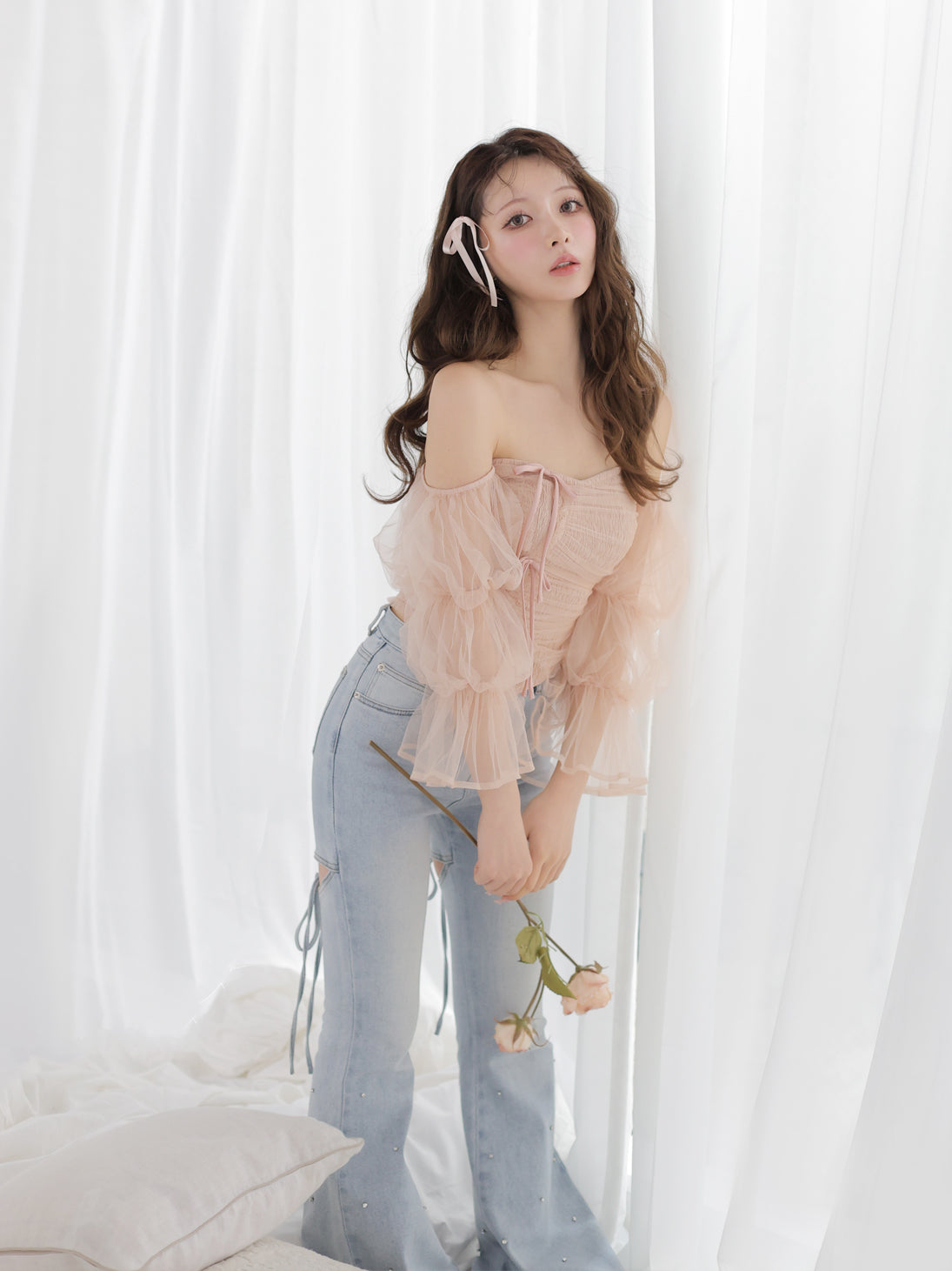 model：160cm　(size：F　color：Pink)