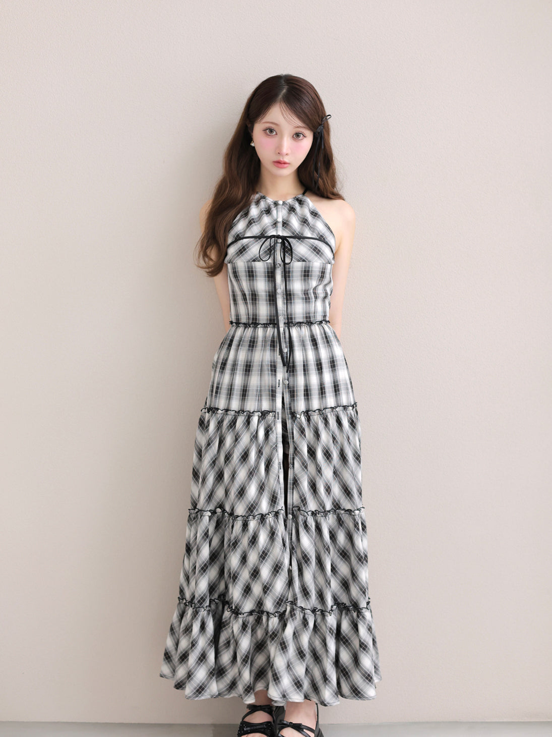 model：160cm　(size：F　color：Black)