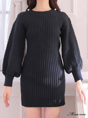 【SALE】Back ribbon knit dress (eme10112)