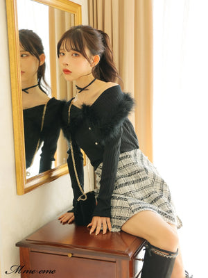 【SALE】Lame tweed trapezoidal skirt (eme10507)