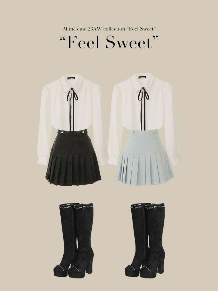 【SALE】Suede pleated skirt (eme10334)