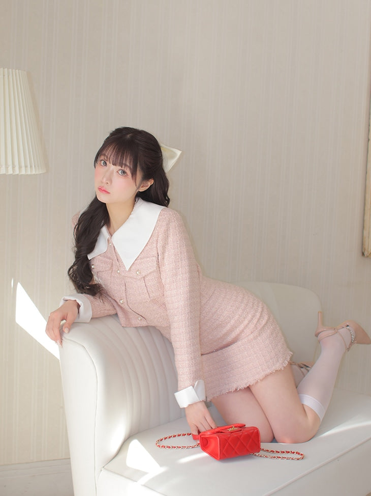【SALE】Sweet spring tweed jacket (eme10337)
