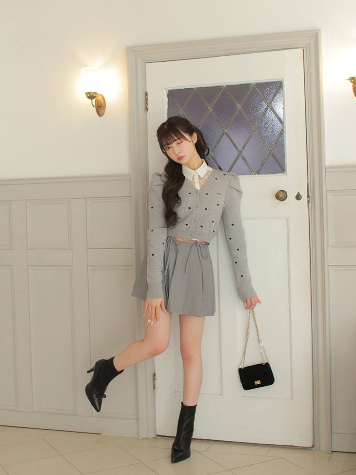 【SALE】Waist bijou pleated skirt (eme10432)