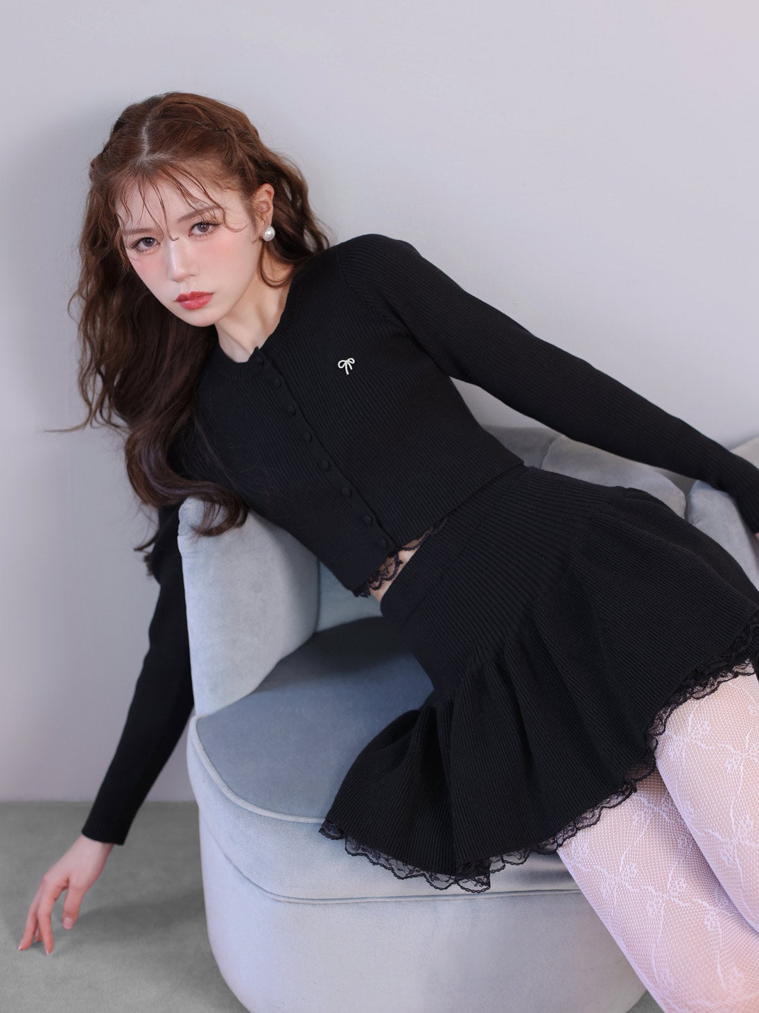 Back ribbon rib knit tops(eme10460)