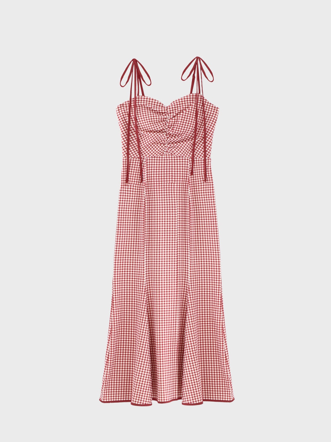 Gingham check ensemble long onepiece(eme10812)