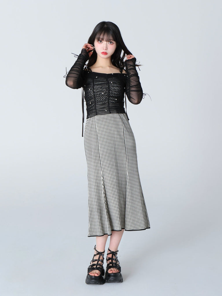 Sheer dot ribbon sport sandal(eme10539)