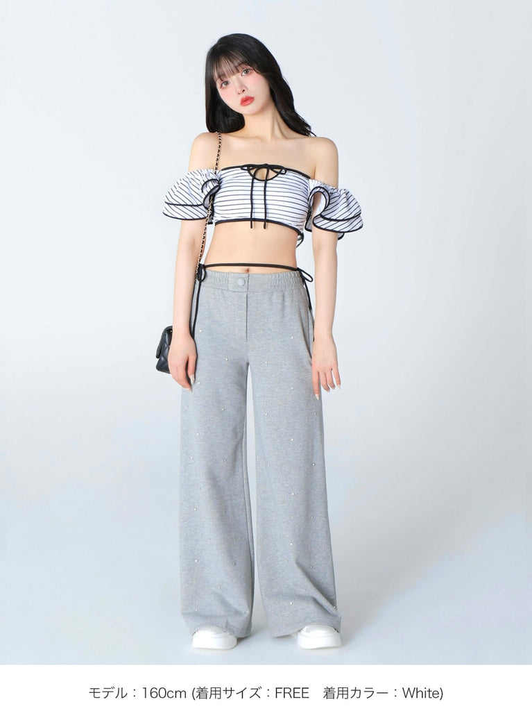 Ribbon frill border swimwear(eme10473)