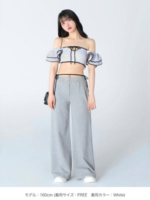 Ribbon frill border swimwear(eme10473)