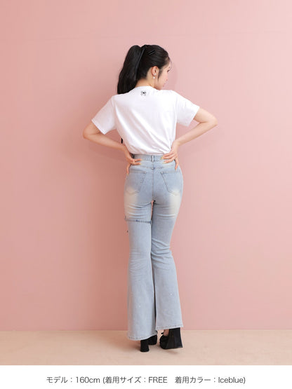 Ribbon bleach flare denim(eme10711)