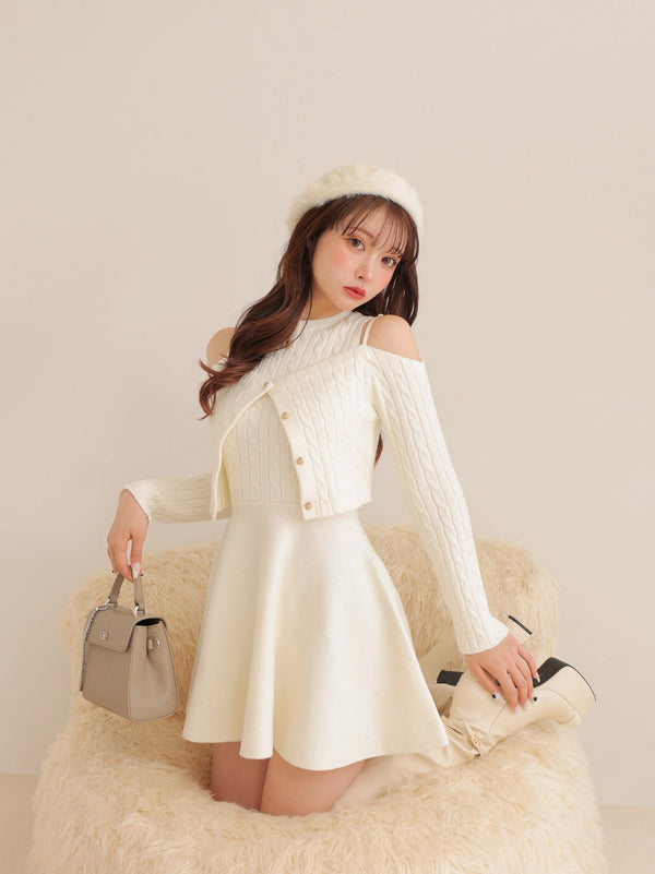 Cable knit layered onepiece(eme10802)