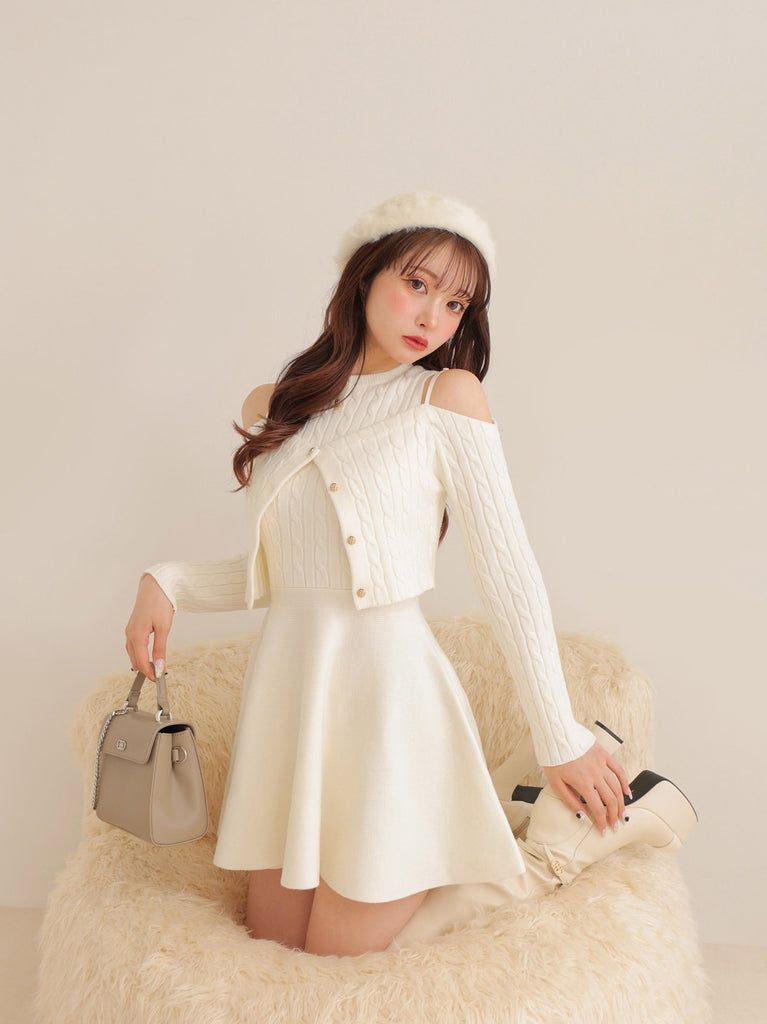 Cable knit layered onepiece(eme10802)
