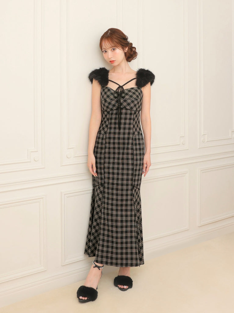 Fur sleeve mermaid onepiece(eme10718)