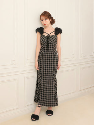 Fur sleeve mermaid onepiece(eme10718)