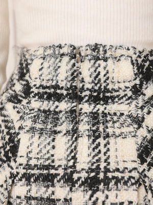 Roving check box pleated skirt(eme10726)