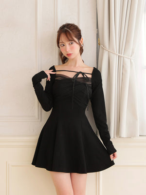 Cross tulle flare mini onepiece(eme10736)
