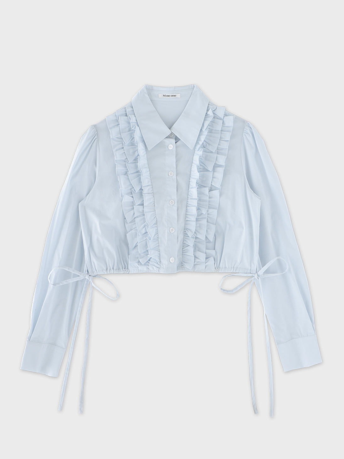 Side Ribbon Frill Cropped Blouse(eme11000)