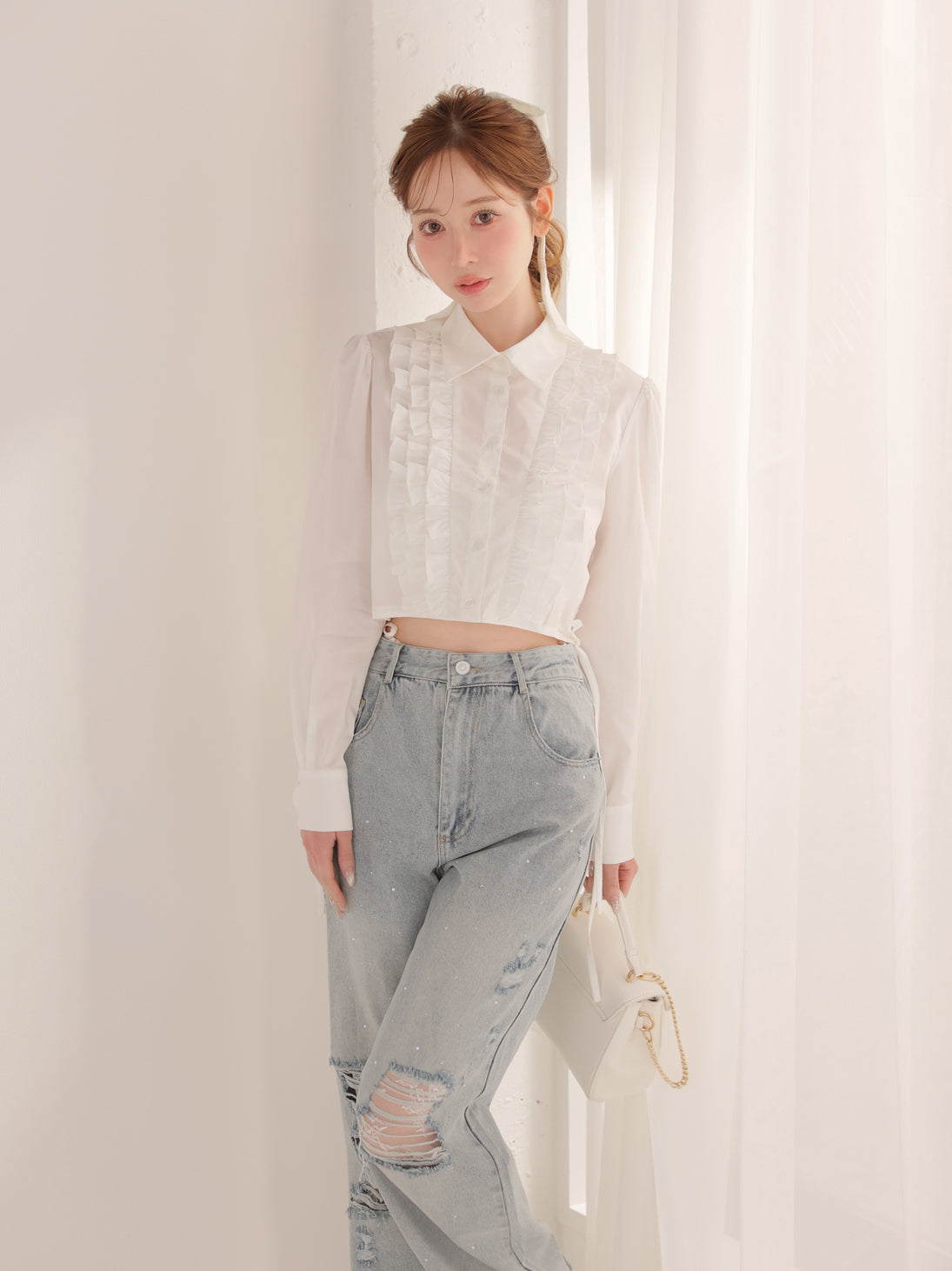 model：162cm　(size：F　color：White)