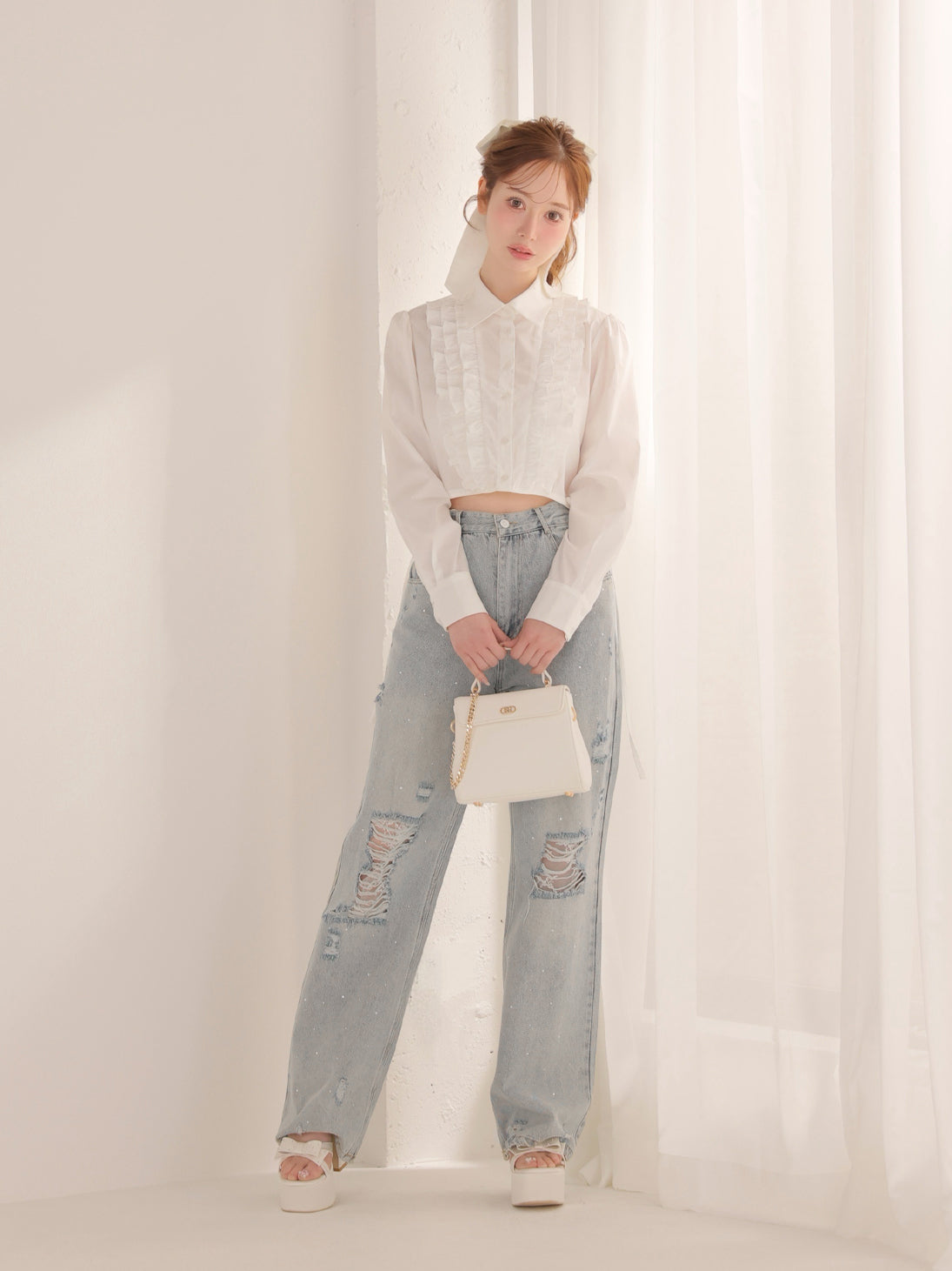 model：162cm　(size：F　color：White)