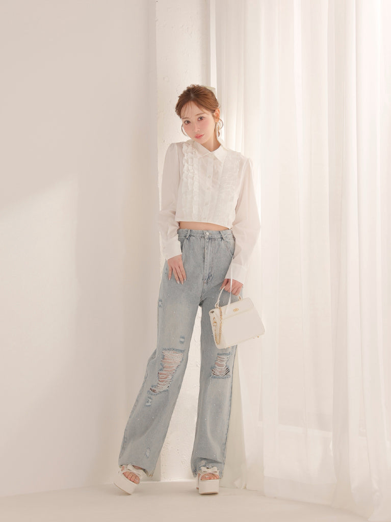 model：162cm　(size：F　color：White)