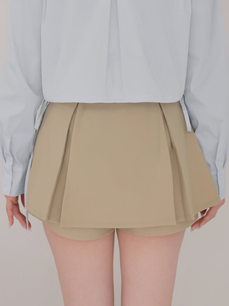 Layered pleated short pants(eme11001)