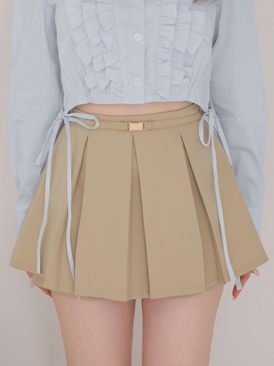 Layered pleated short pants(eme11001)