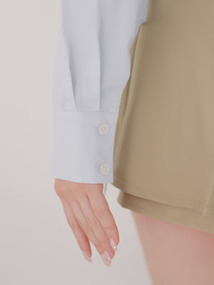 Side Ribbon Frill Cropped Blouse(eme11000)