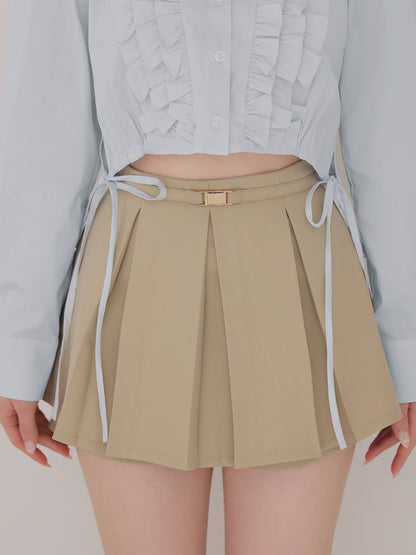 Layered pleated short pants(eme11001)