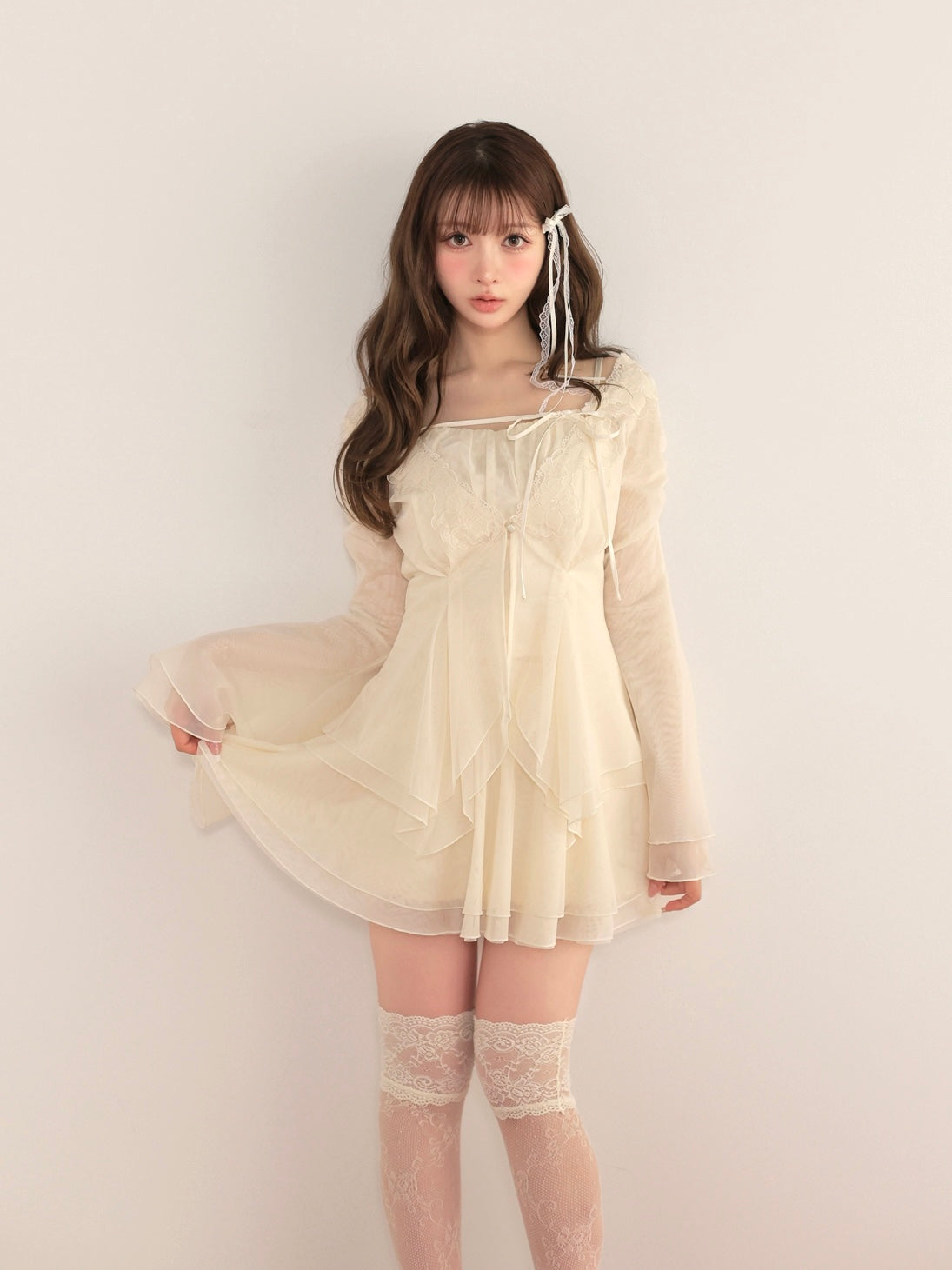 model：160cm　(size：F　color：Ivory)