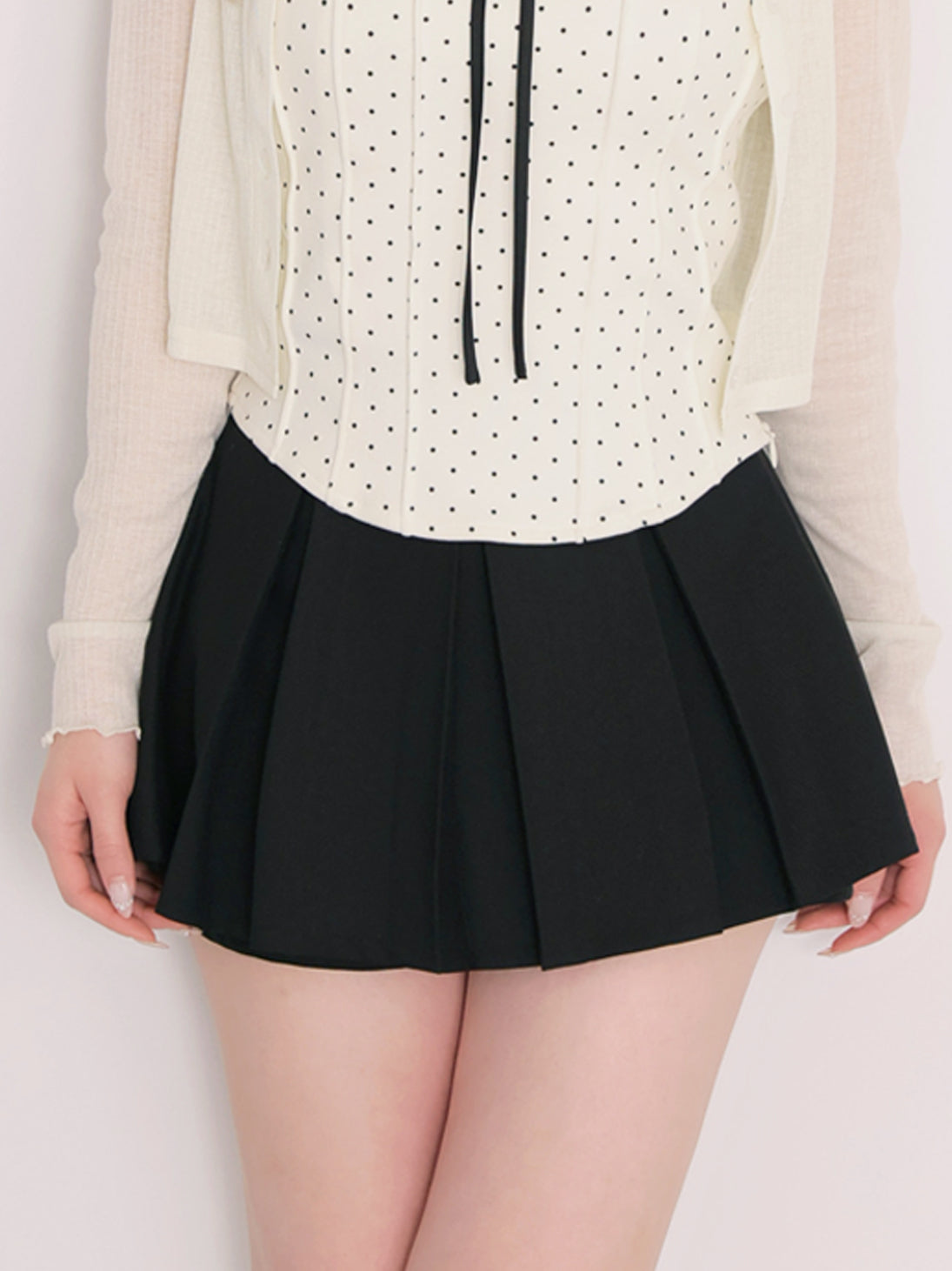 Layered pleated short pants(eme11001)