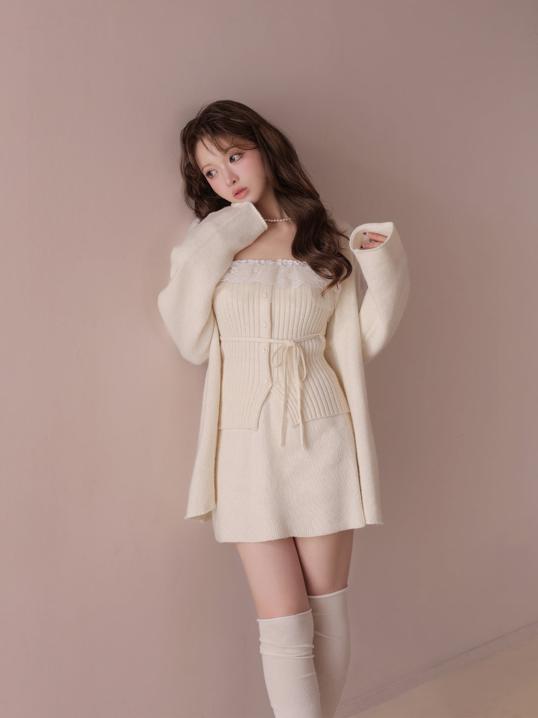 Lame gown layered knit set(eme11002) – M me eme Lame gown layered knit set(eme11002) – M me eme