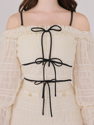 Milky chiffon ribbon set up(eme11003)