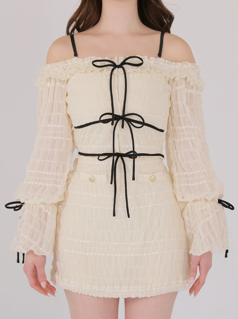 Milky chiffon ribbon set up(eme11003)