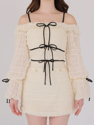 Milky chiffon ribbon set up(eme11003)