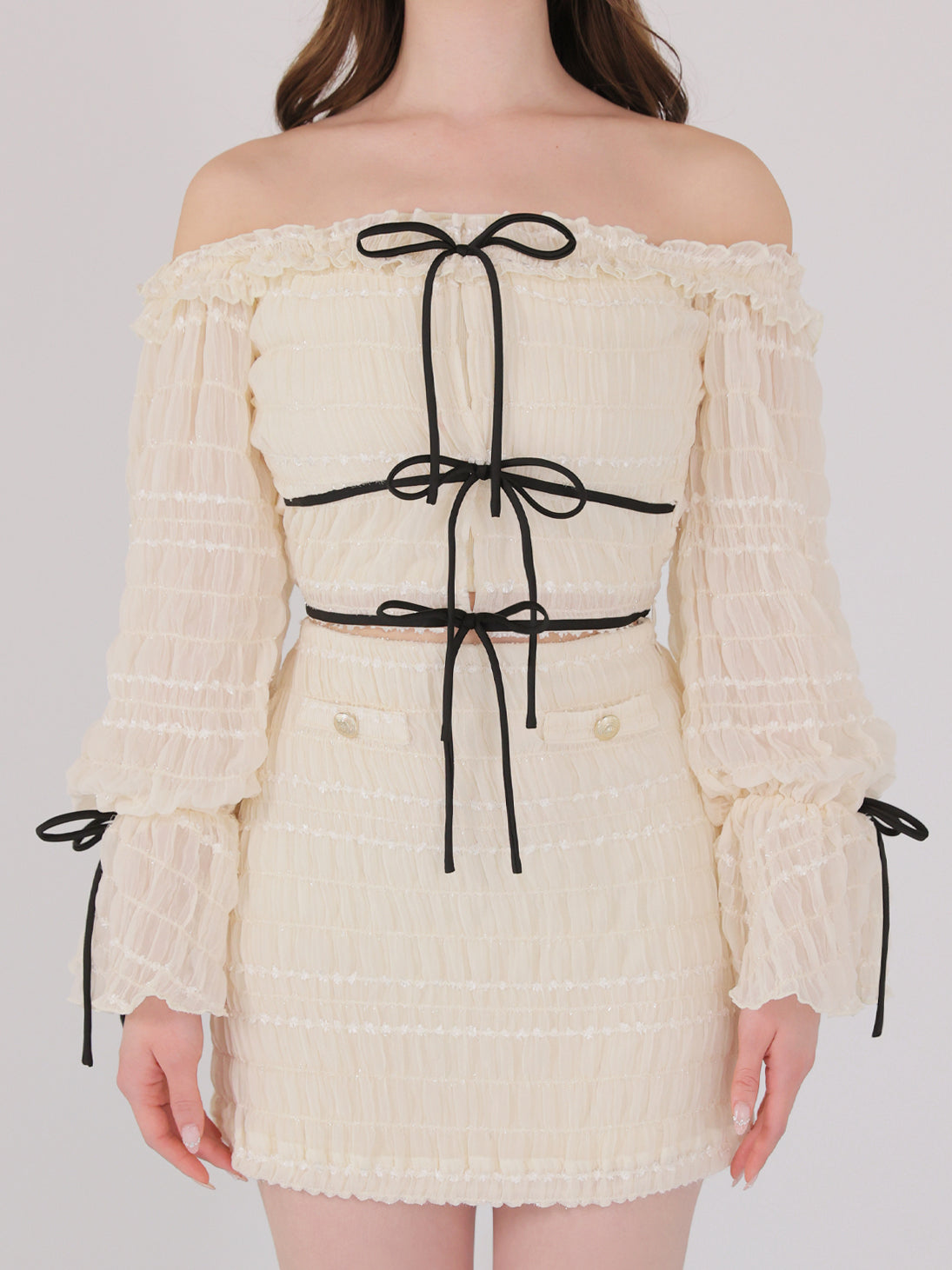 Milky chiffon ribbon set up(eme11003)