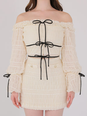 Milky chiffon ribbon set up(eme11003)