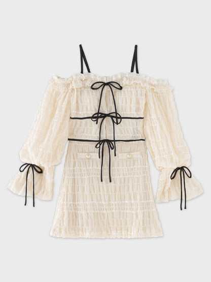 Milky chiffon ribbon set up(eme11003)