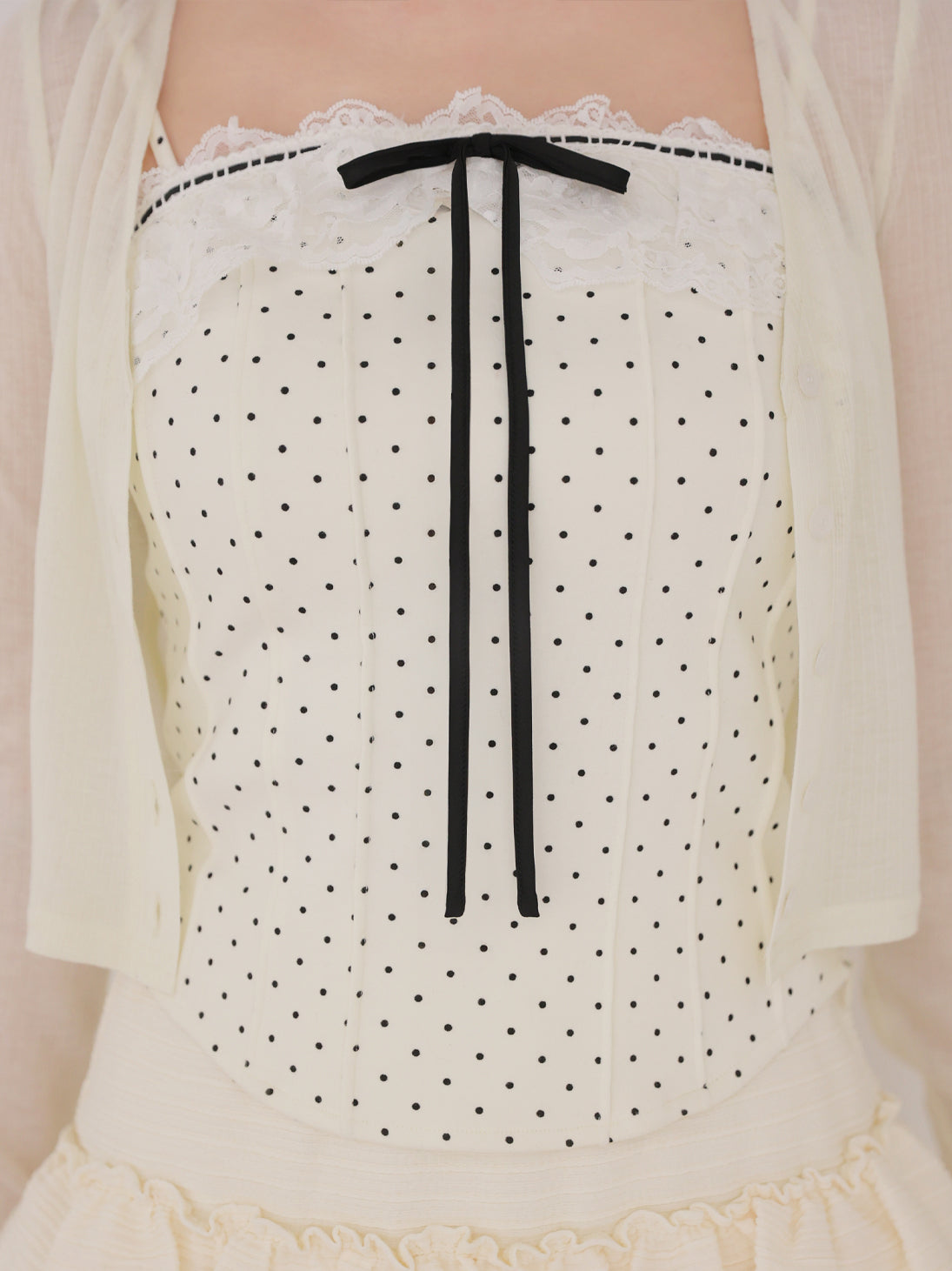 Corset like ribbon cami ensemble(eme11005)